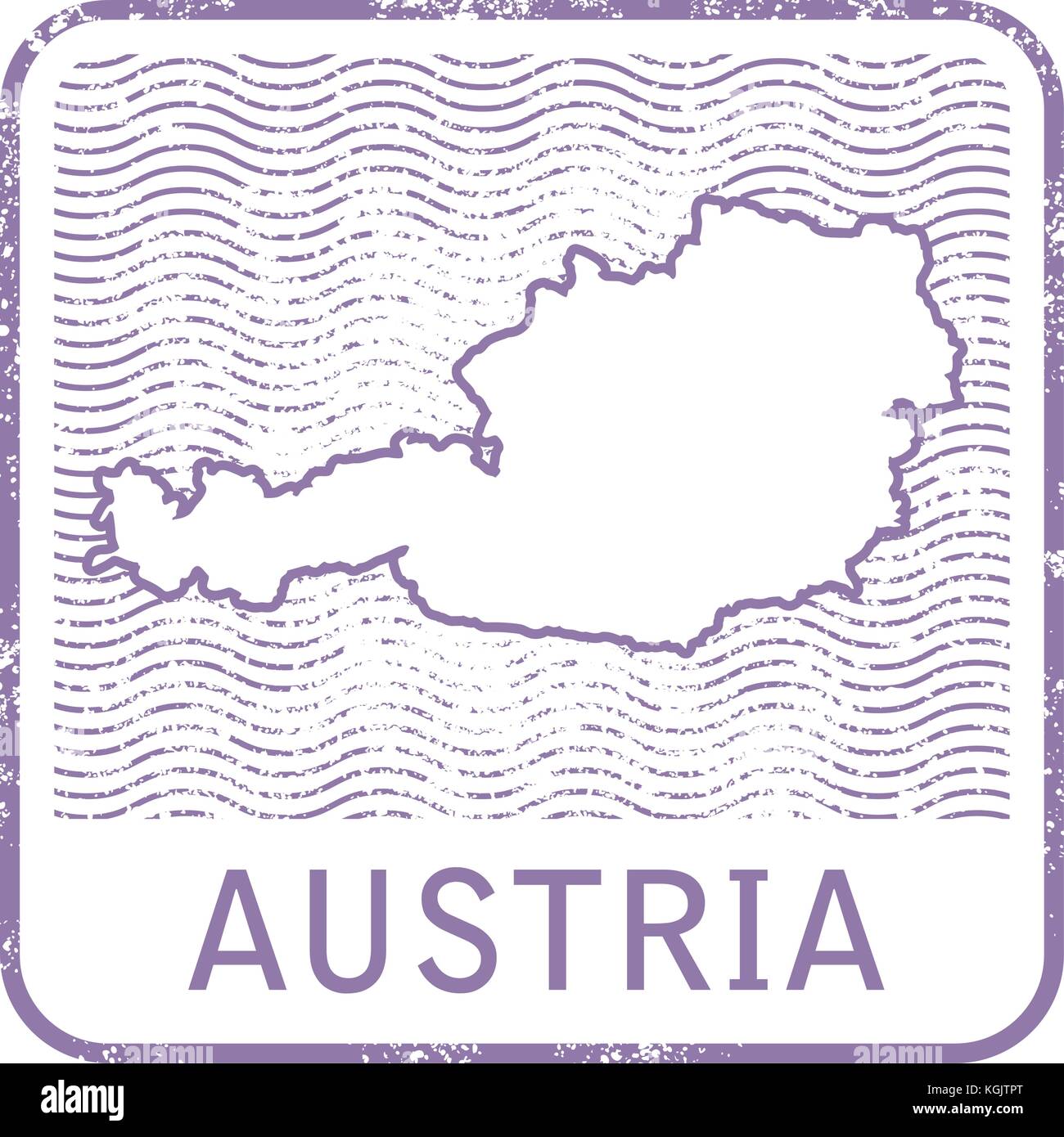 Timbro con contorno di mappa di austria - contorno di austria Illustrazione Vettoriale