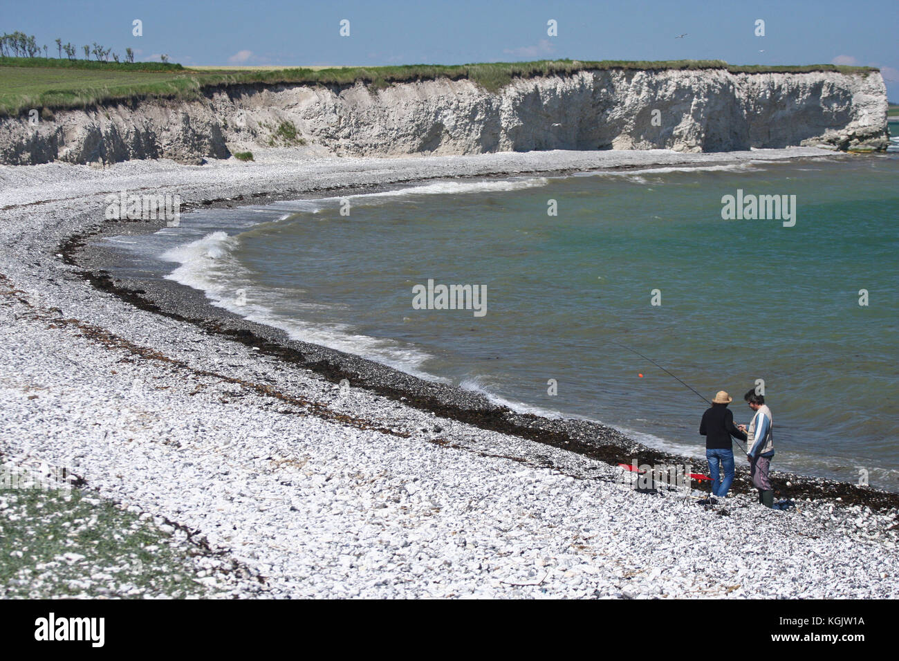 Scena da sangstrup klint in Danimarca: matura la pesca Foto Stock