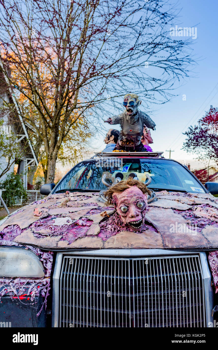 Dettaglio del punk arte zombie auto, Vancouver, British Columbia, Canada. Foto Stock