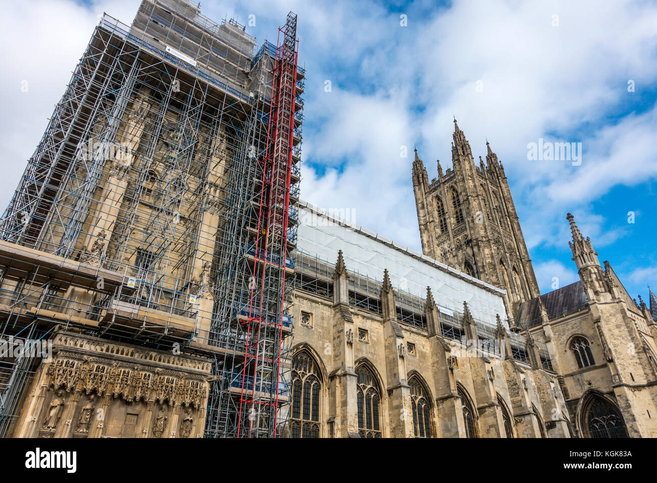 Principali,lavori di ristrutturazione,ponteggio,Cattedrale di Canterbury,2017,Canterbury,Kent, Regno Unito Foto Stock