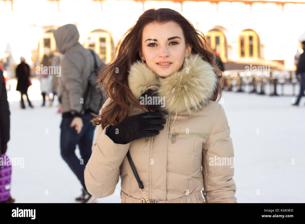 La bellezza della donna in inverno Foto Stock