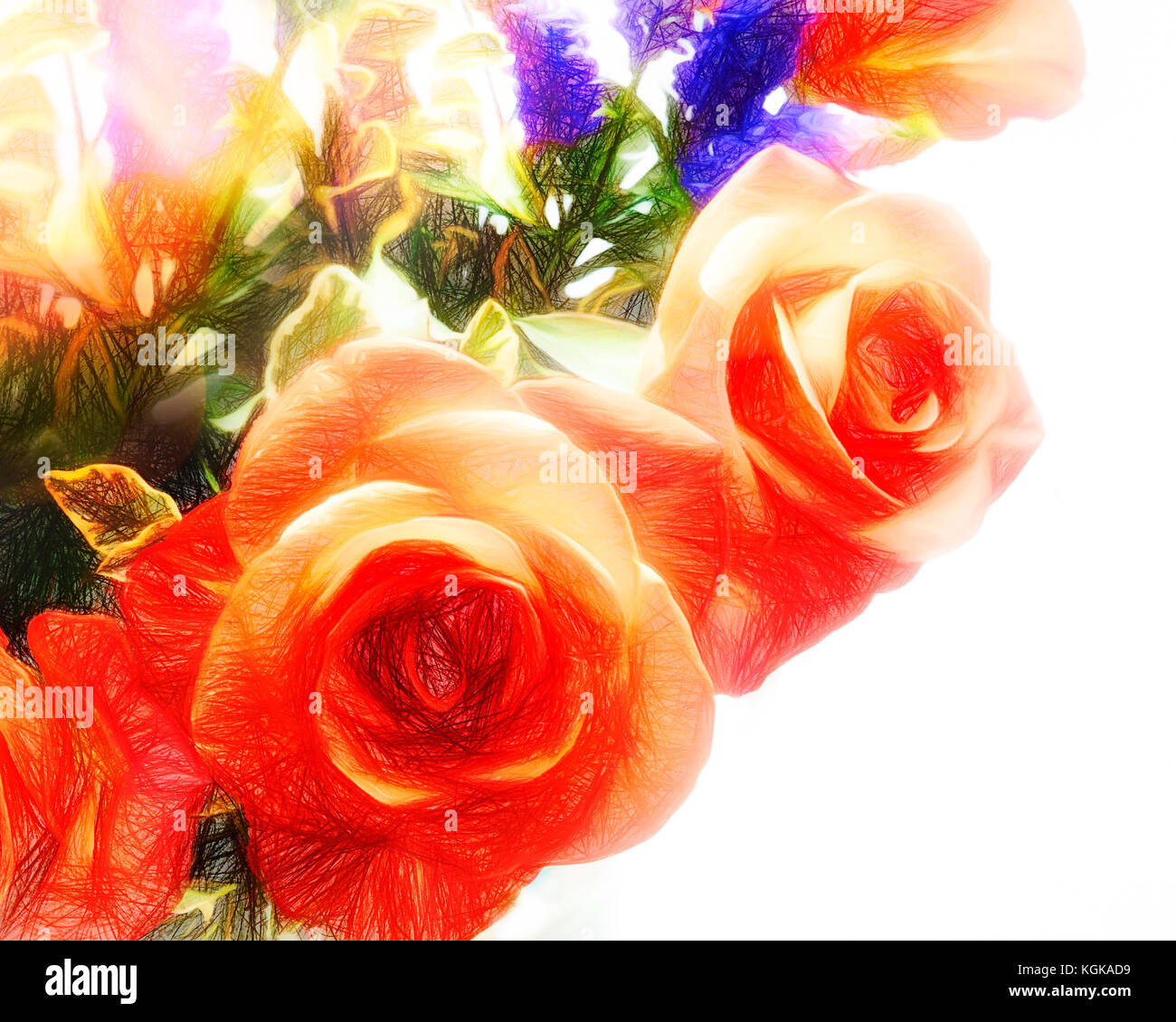 Arte digitale: rose rosse Foto Stock