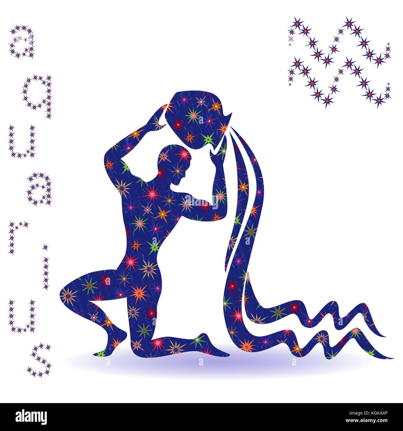 Segno zodiacale acquario, disegnati a mano con stencil stilizzata stelle  isolati su sfondo bianco Foto stock - Alamy