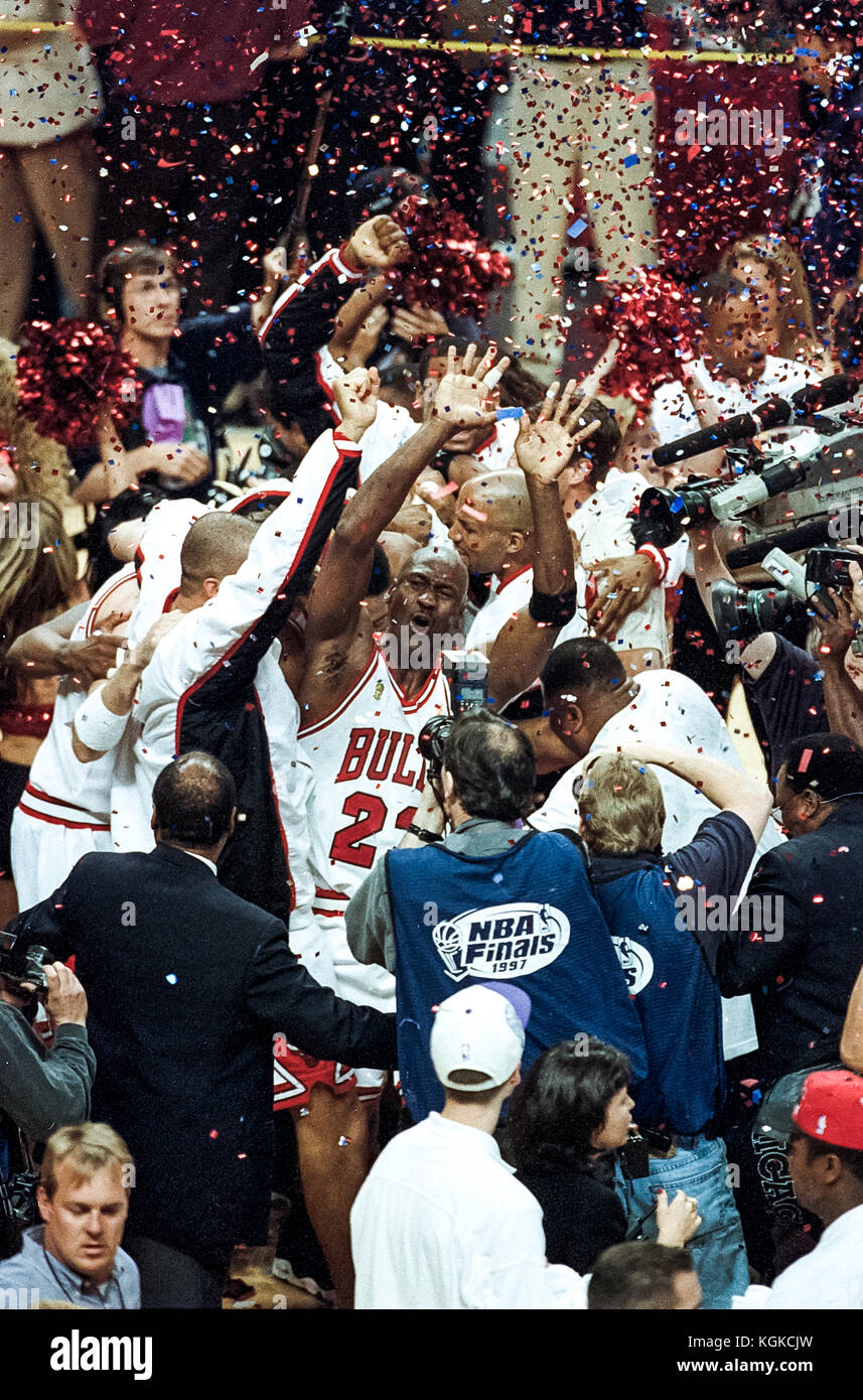 Michael Jordan in lizza per l'NBA Chicago Bulls. Foto Stock