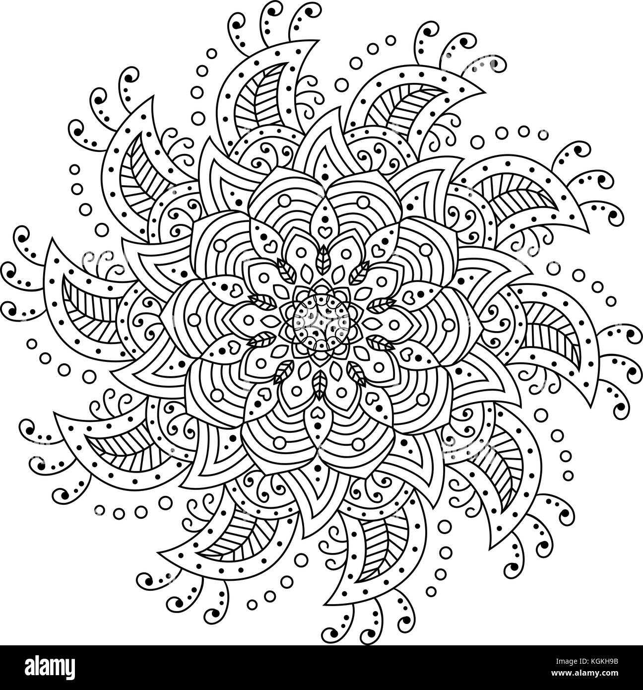 Flower mandala. elementi decorativi. libro da colorare pagina Illustrazione Vettoriale