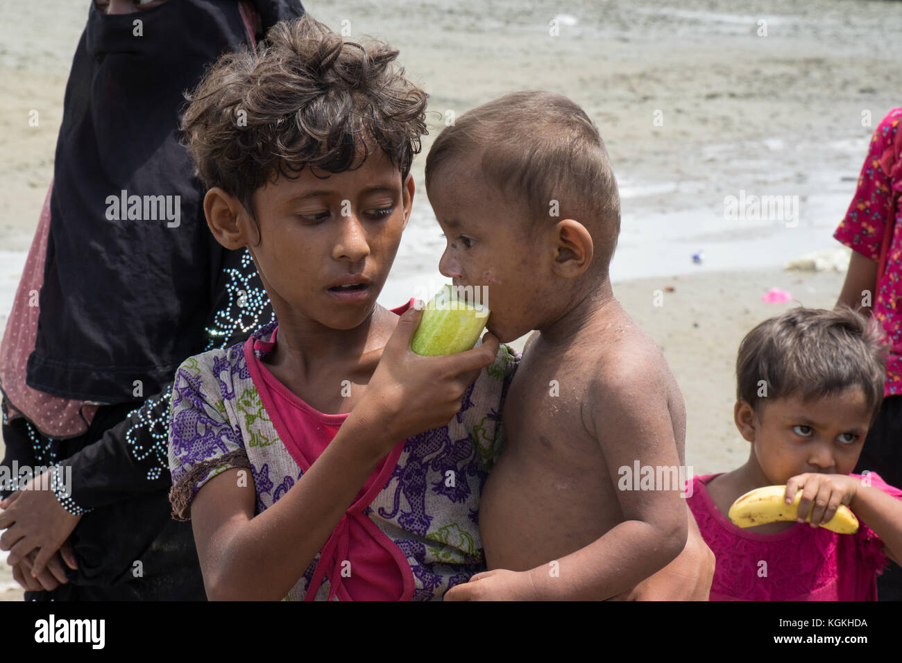 Fame di Rohingya bambino Foto Stock