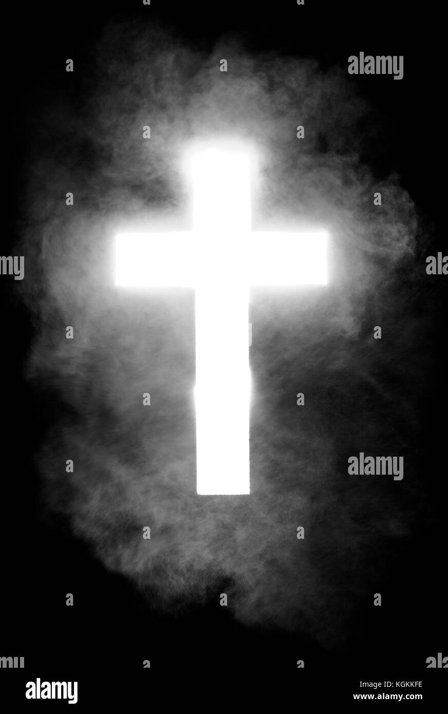 Croce di luce e lo sfondo in polvere Foto Stock