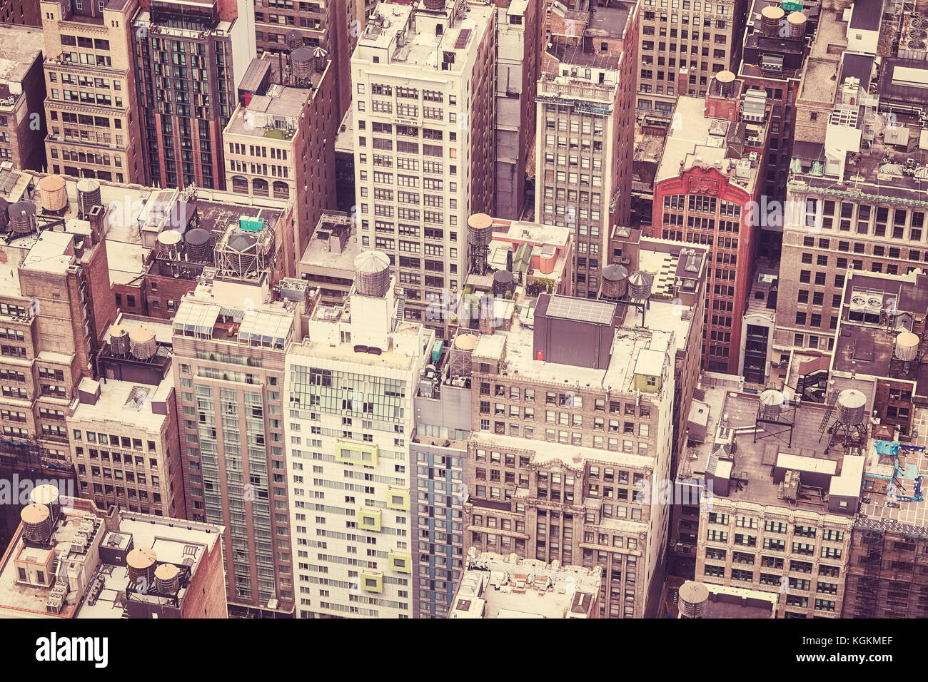 Vintage tonica fotografia aerea del centro cittadino di new york, Stati Uniti d'America. Foto Stock