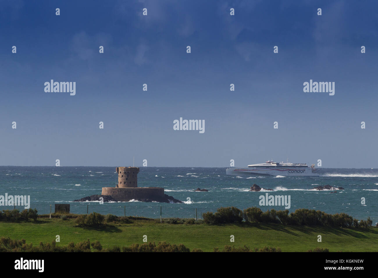 Condor Ferries operatore di trasporto di passeggeri e di merci servizi di traghetto tra il Regno Unito, il Baliato di Guernsey, Baliato di Jersey e Francia Foto Stock