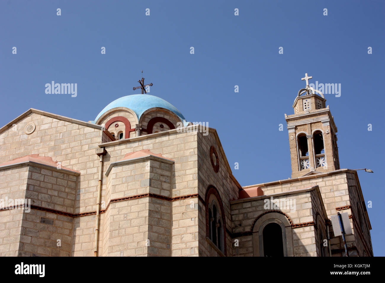 Una nuova chiesa nell'ano syros area di ermoupolis, SIROS, CICLADI Foto Stock