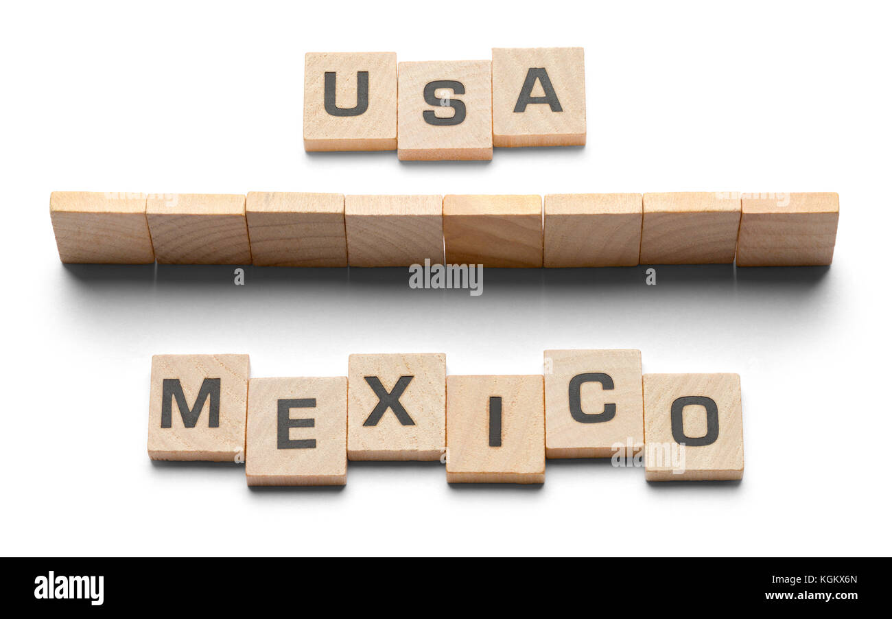 Stati Uniti e Messico boarder parete composta da piastrelle di gioco. Foto Stock