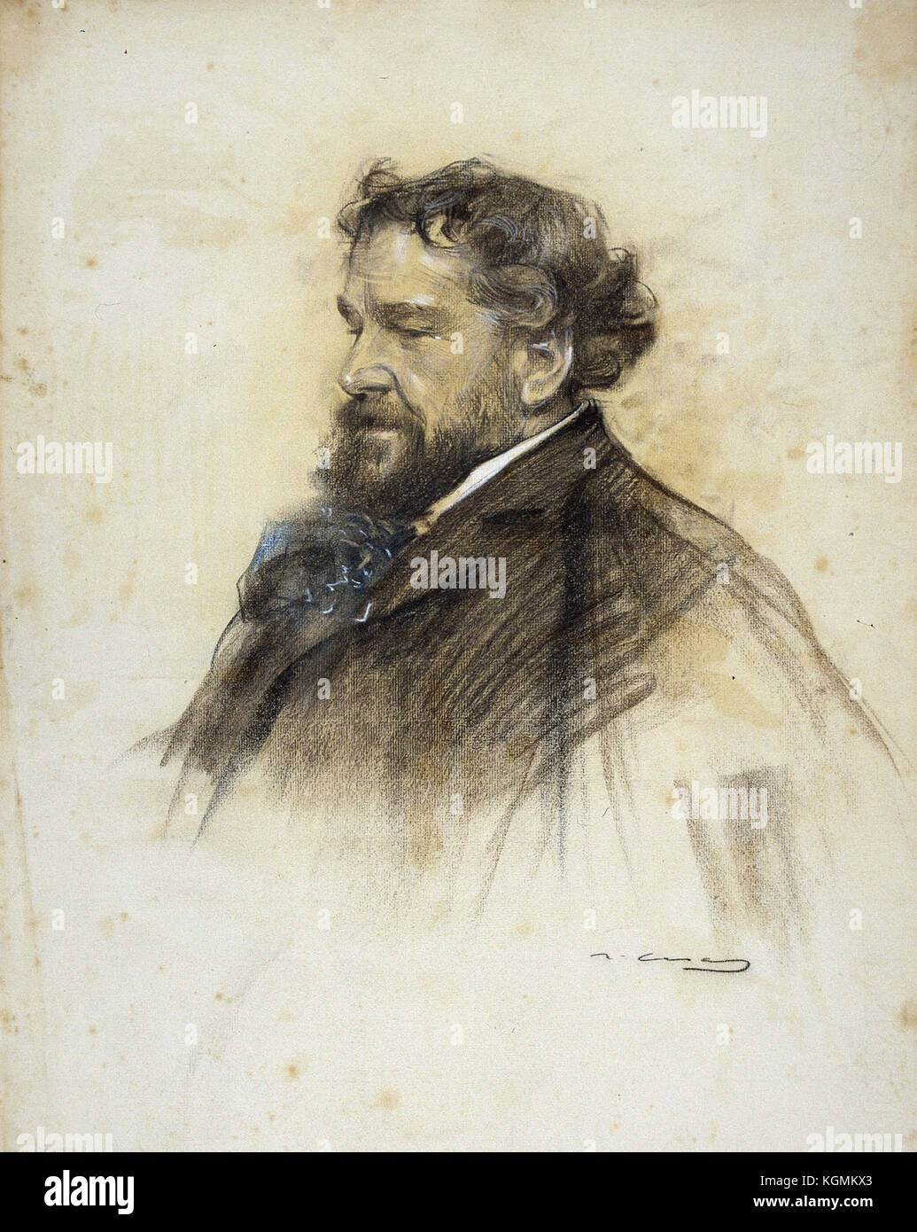 Ramon Casas Ritratto di Octave Uzanne Foto Stock