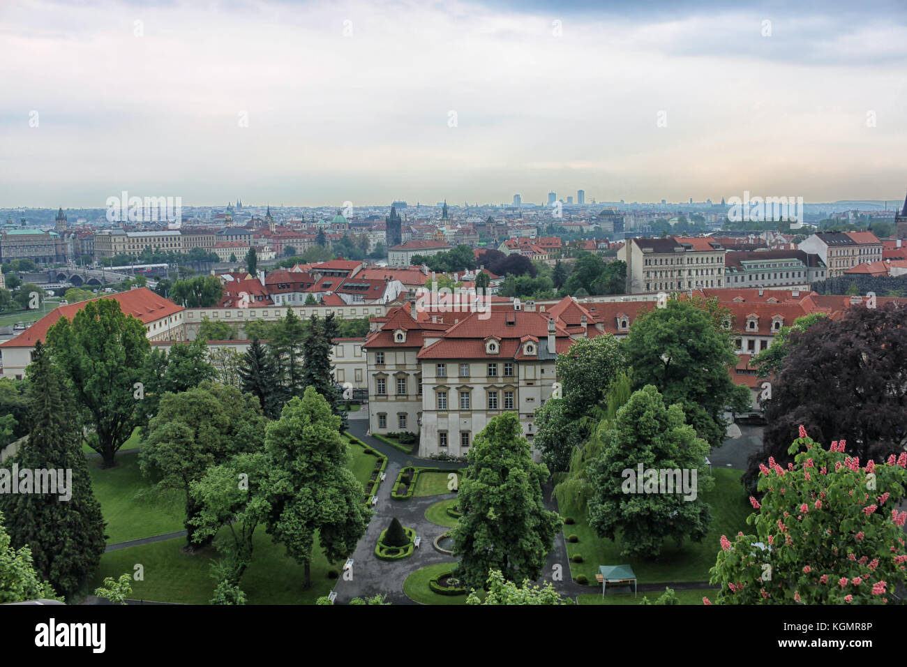 Vista sul centro di Praga al tramonto, Repubblica ceca Foto Stock