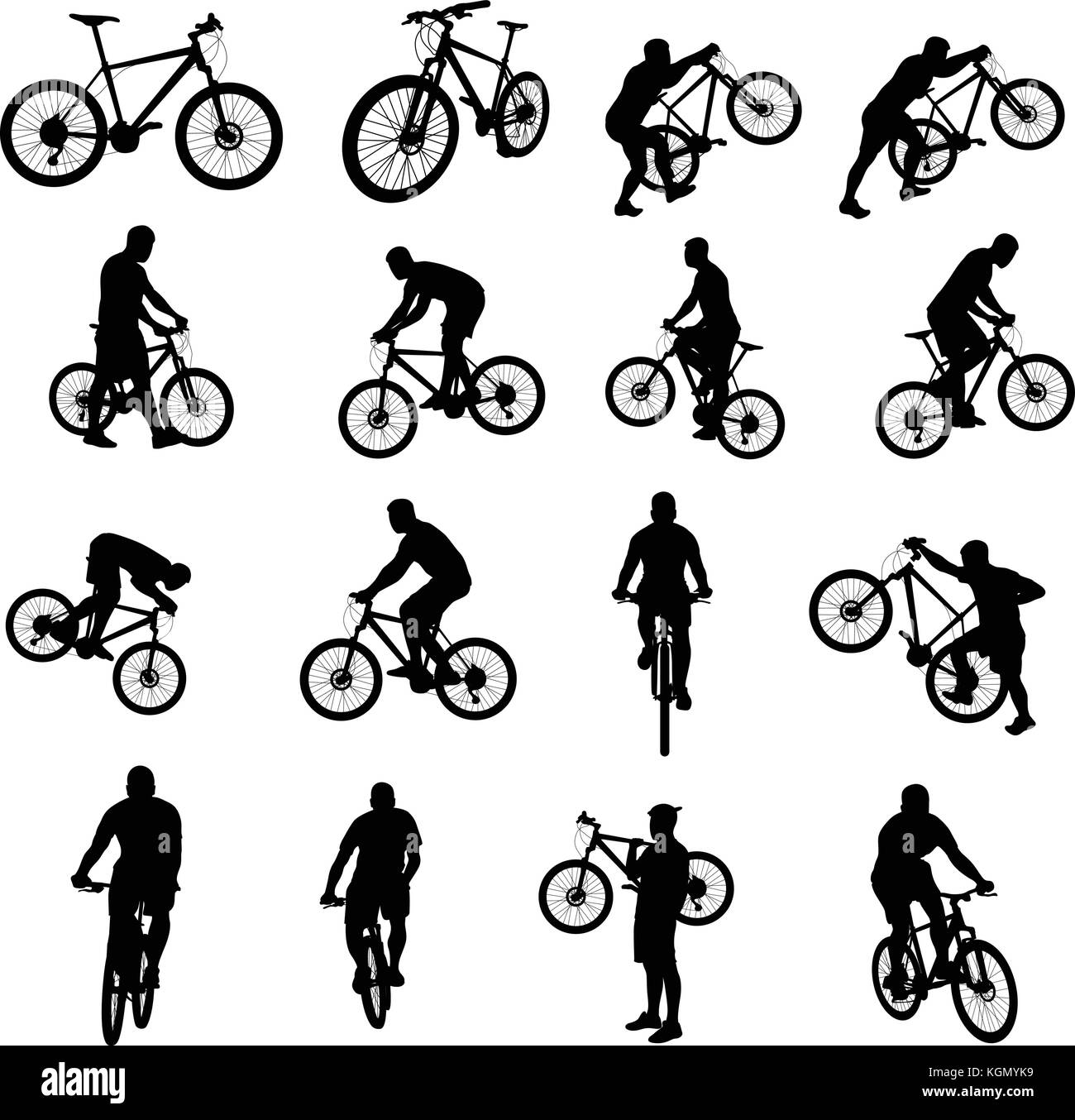 Bicicletta set nero 01 Illustrazione Vettoriale