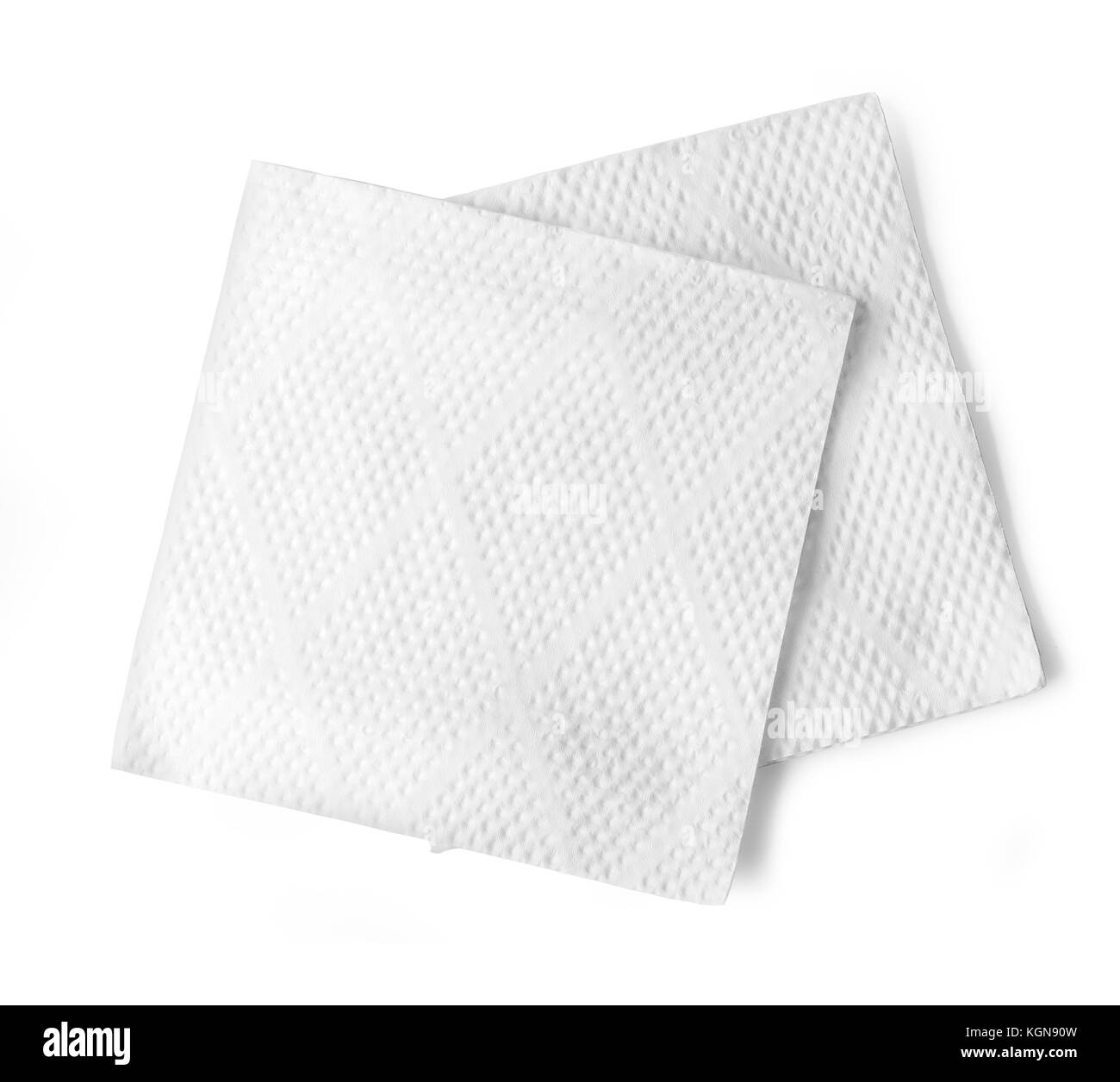 Blank tovagliolo di carta isolato su sfondo bianco con tracciato di ritaglio Foto Stock