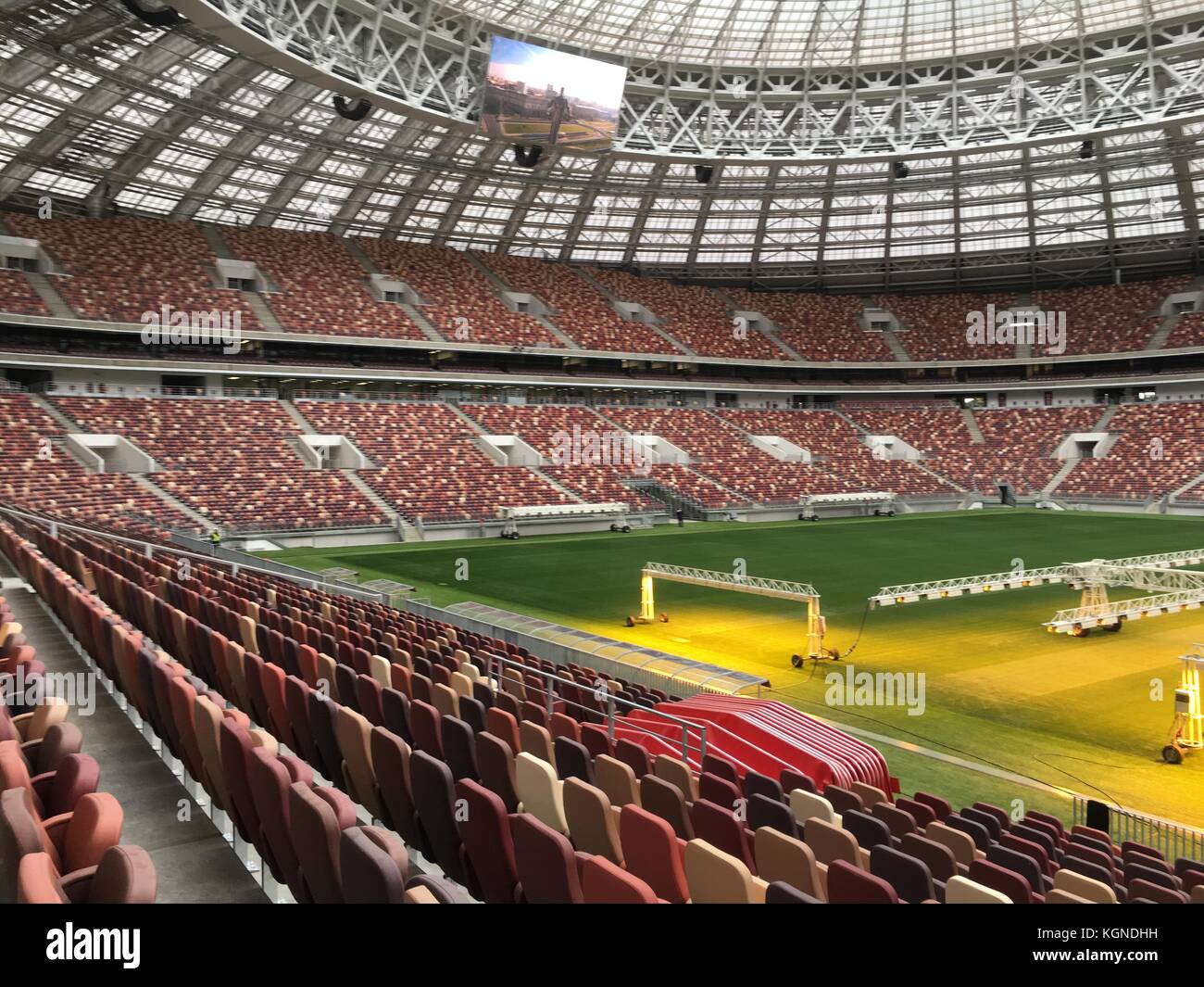 Una vista del luzhniki stadium di Mosca, Russia, 28 agosto 2017. La luzhniki  è il più importante stadio dei mondiali di calcio 2018 in Russia. Dal 2013  è stato ampiamente rinnovato. Questo