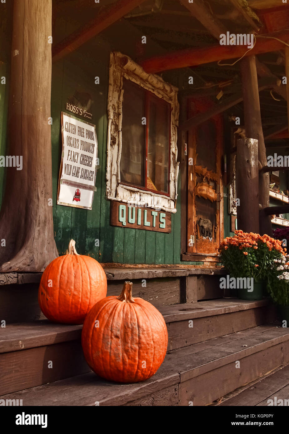 Lungo lago , new york, Stati Uniti d'America. Novembre 4, 2017. parte anteriore portico di Hoss's country corner, un deserto forniture a tema e un negozio di souvenir nel piccolo vacati Foto Stock