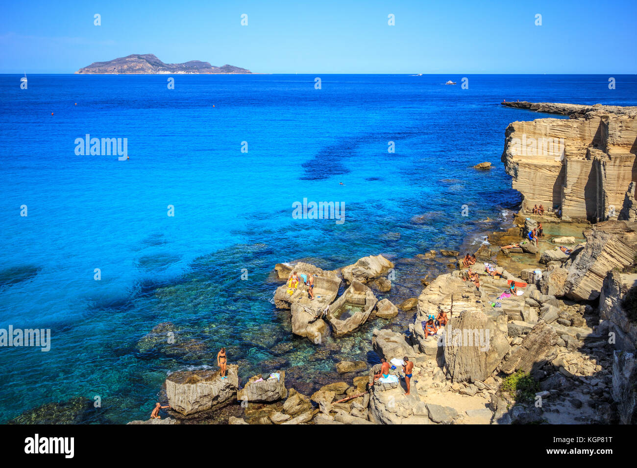 Veduta di Cala Rossa sull&rsquo;isola di Favignana (Trapani, Italia Foto