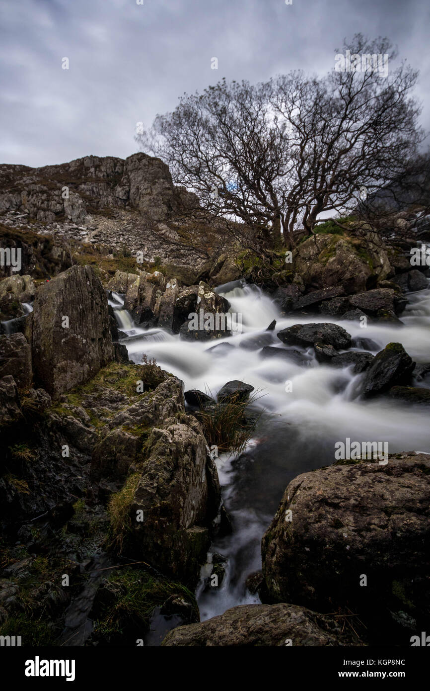 Valle ogwen falls, Snowdonia, Galles Foto Stock