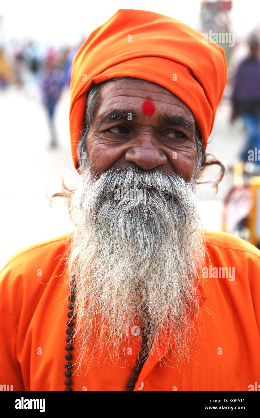 Indiano Baba, Sadhu, Sadhu, Santo uomo, sacerdote indù, Tempio, (Foto Copyright © di Saji Maramon) Foto Stock