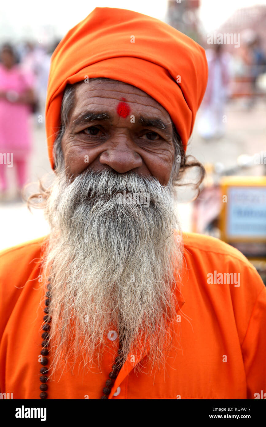 Indiano Baba, Sadhu, Sadhu, Santo uomo, sacerdote indù, Tempio, (Foto Copyright © di Saji Maramon) Foto Stock