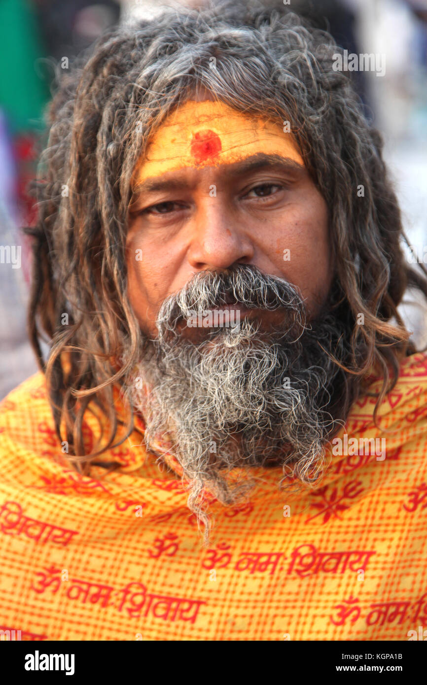 Indiano Baba, Sadhu, Sadhu, Santo uomo, sacerdote indù, Tempio, (Foto Copyright © di Saji Maramon) Foto Stock
