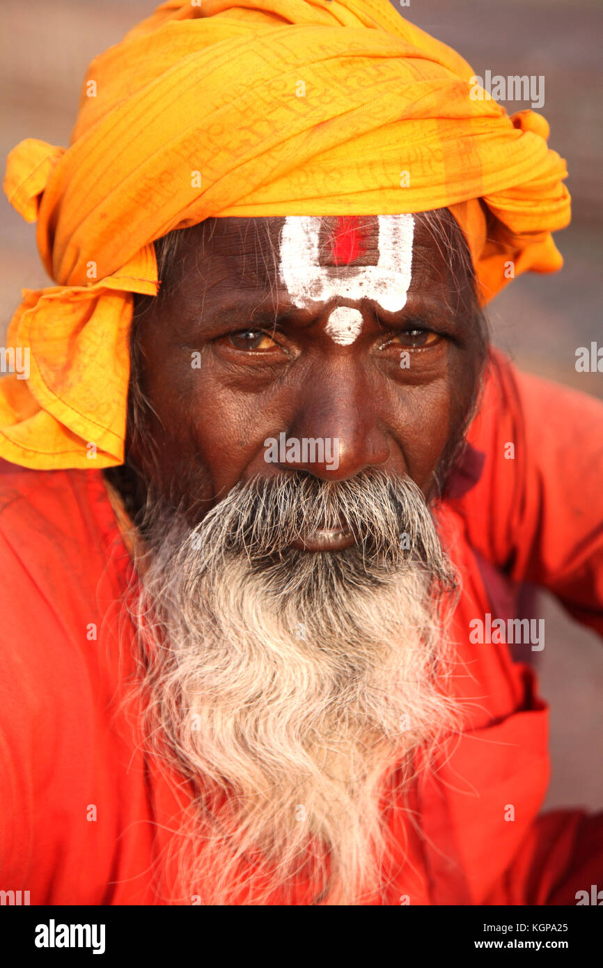 Indiano Baba, Sadhu, Sadhu, Santo uomo, sacerdote indù, Tempio, (Foto Copyright © di Saji Maramon) Foto Stock