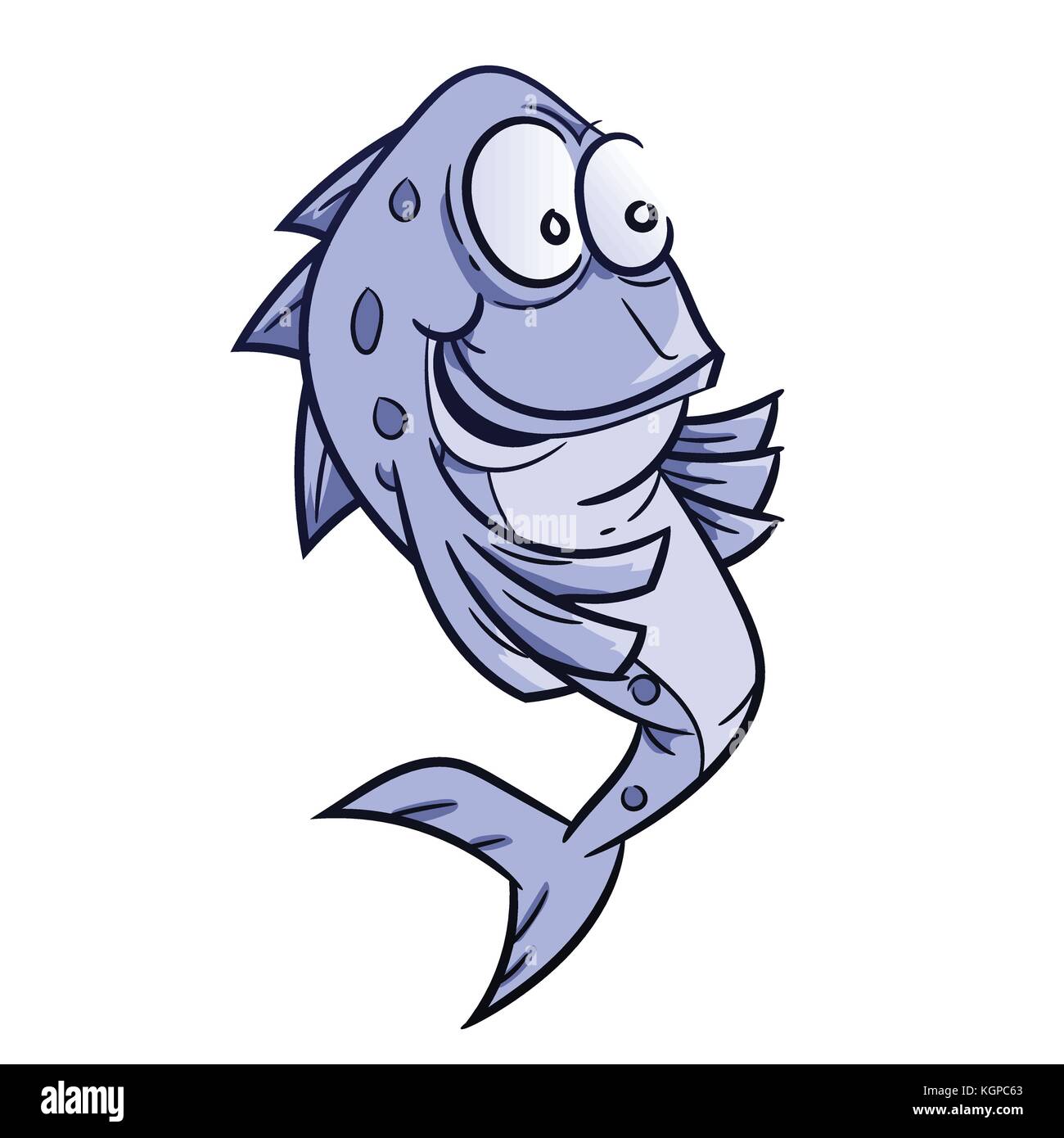 Illustrazione sorriso di fumetto di pesce isolato su sfondo bianco - illustrazione vettoriale. Illustrazione Vettoriale