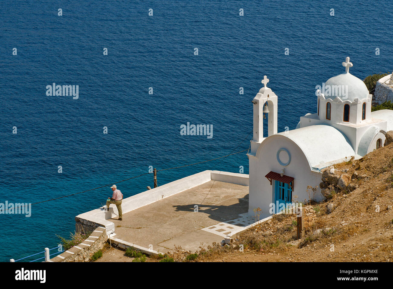 Pigadia, Karpathos, Grecia - 20 Maggio 2006 : agios panormintis chiesa Foto Stock