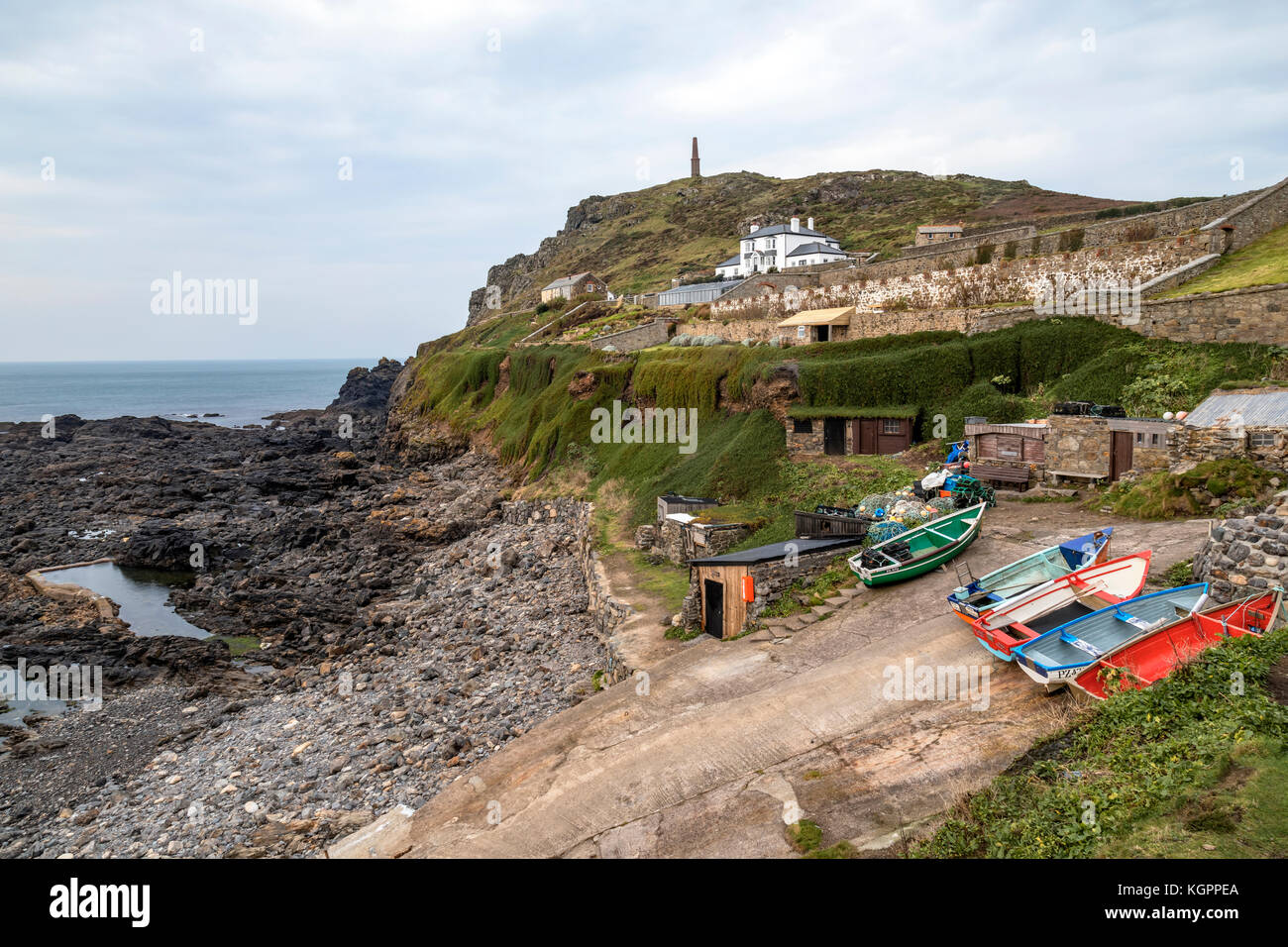 Cape Cornwall, San Giusto, Cornwall, England, Regno Unito Foto Stock