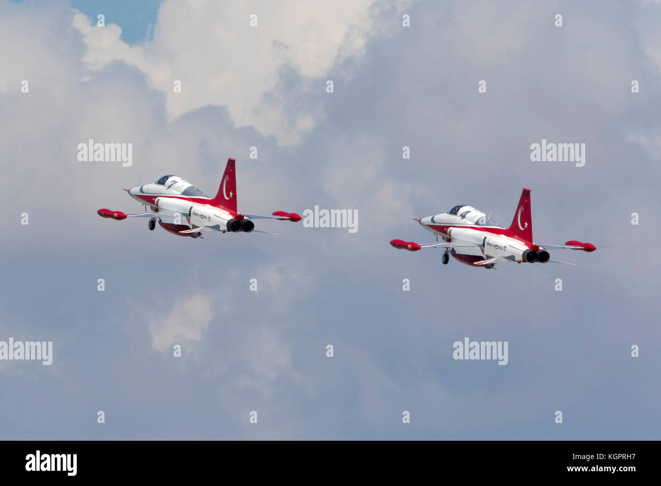 Northrop (canadair) nf-5A-2000 (CL-226) della Turkish Air force display turco del team stelle uscire dopo la partecipazione alla mia2017 la settimana precedente Foto Stock