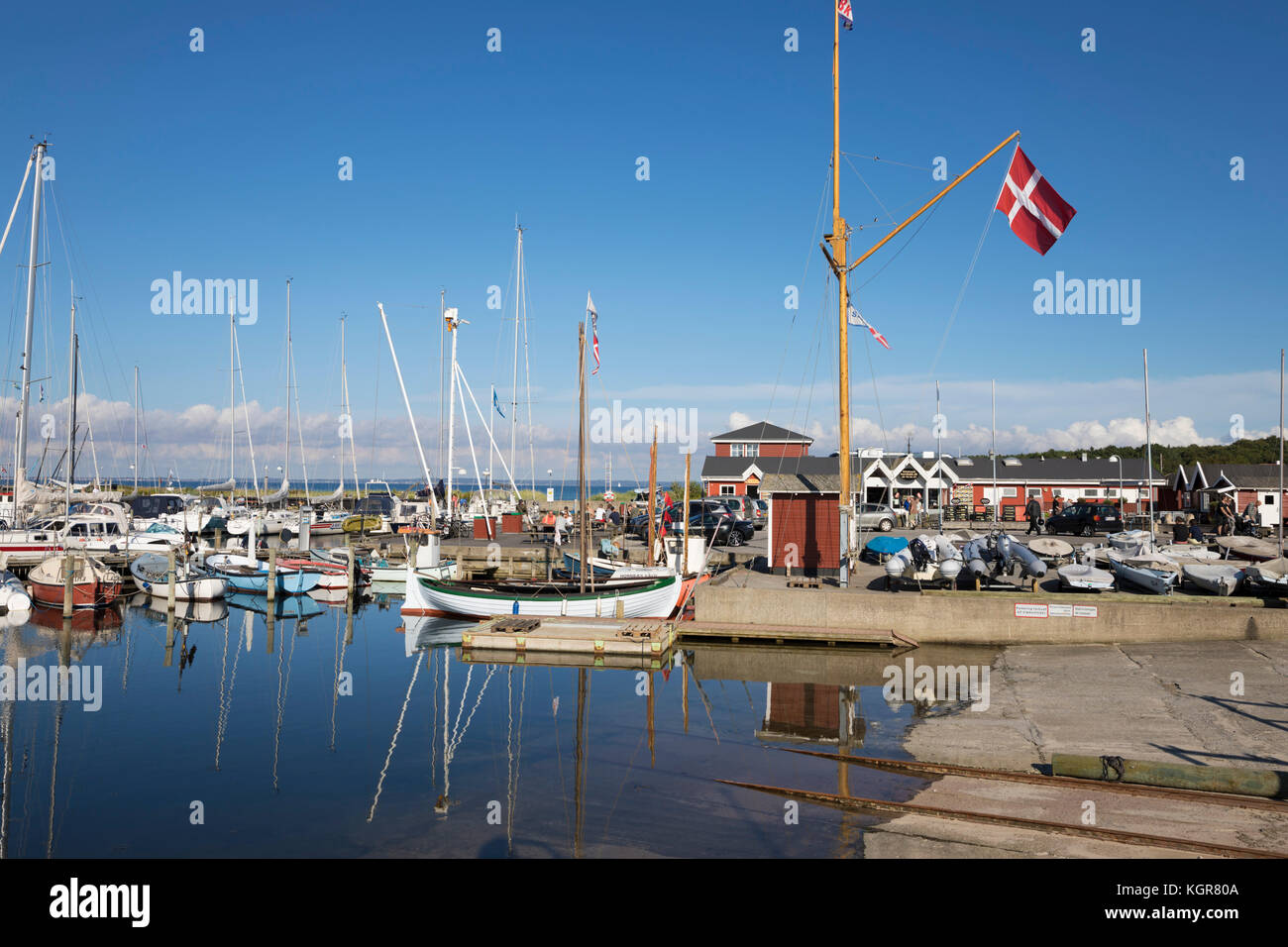 Barche nel porto di Hornbaek, Hornbaek, Kattegat Costa, Zelanda, Danimarca, Europa Foto Stock