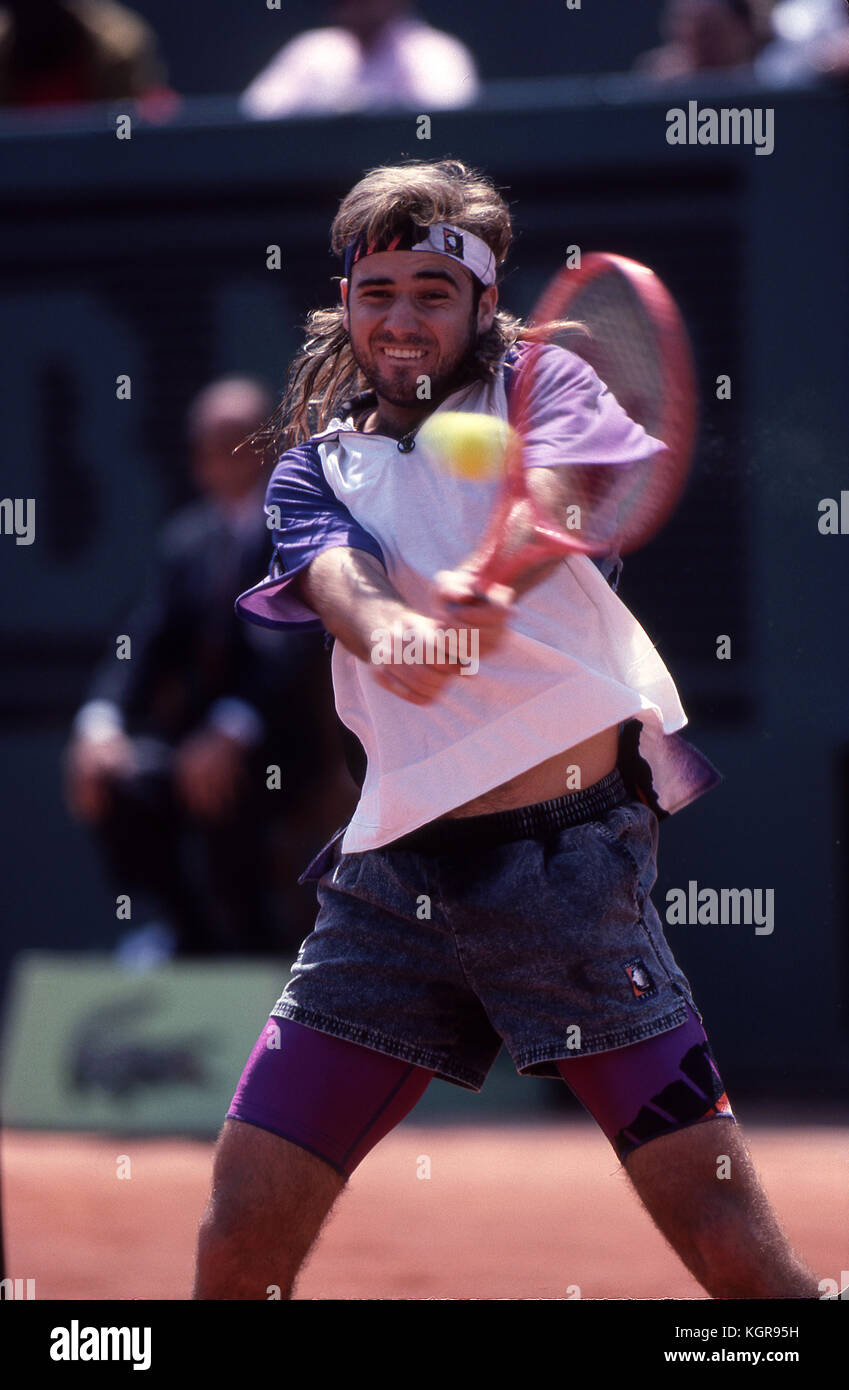 Andre Agassi all'aperto francese, 1991 Foto Stock