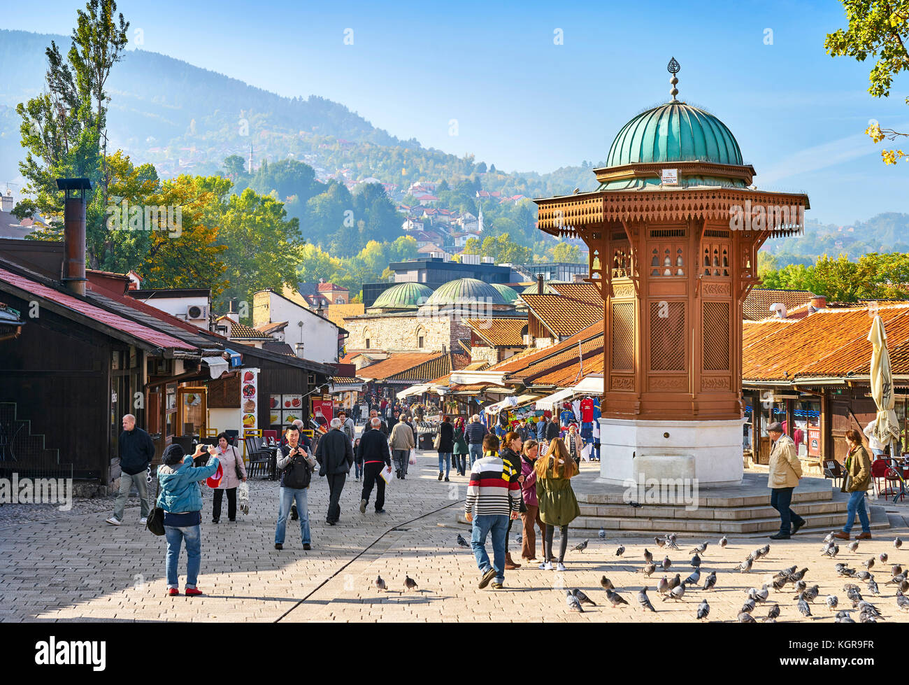 Sebilj Fontana, quartiere Bascarsija, Sarajevo Città Vecchia, Bosnia Erzegovina Foto Stock