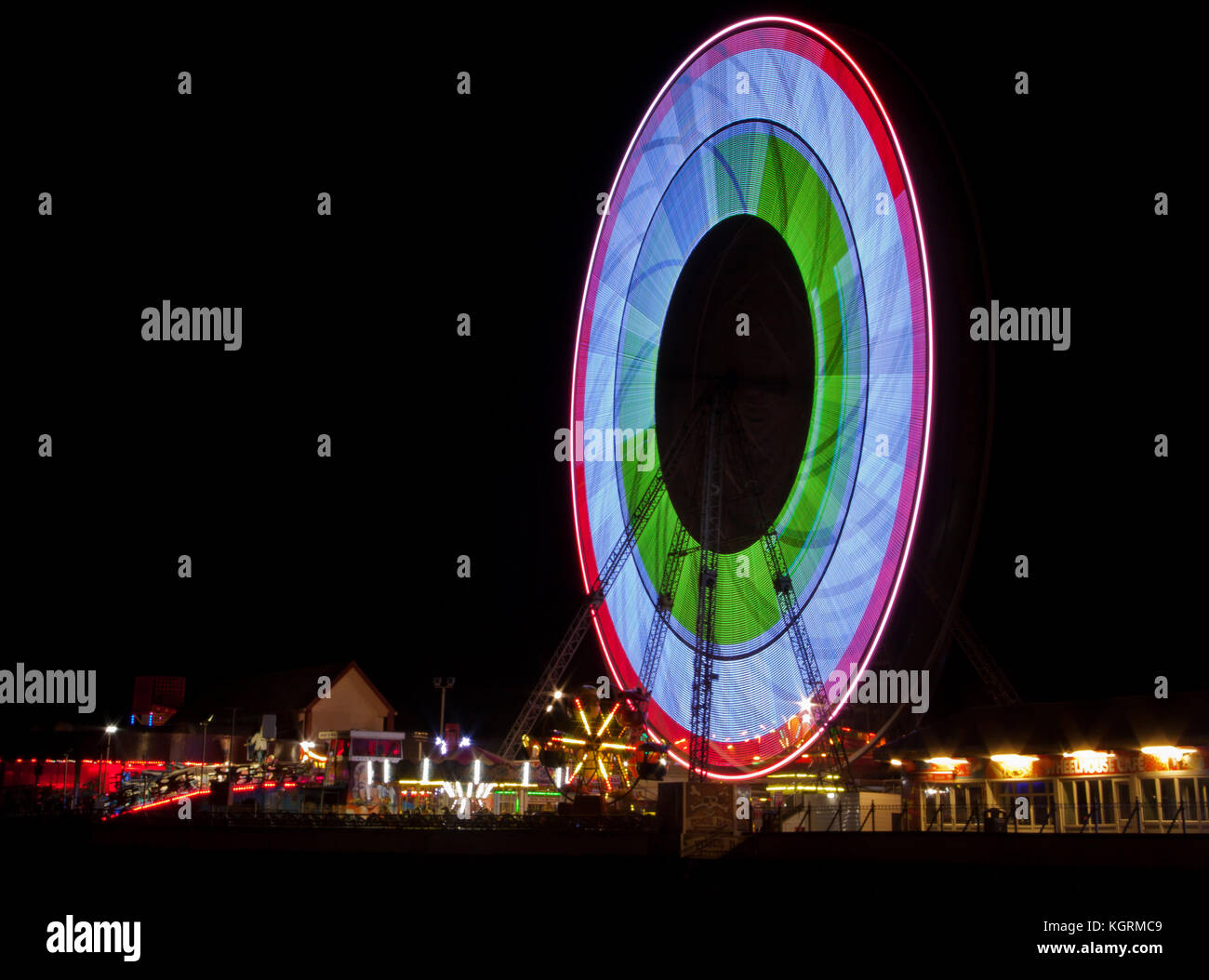 La colorata grande ruota del Central Pier di Blackpool Foto Stock