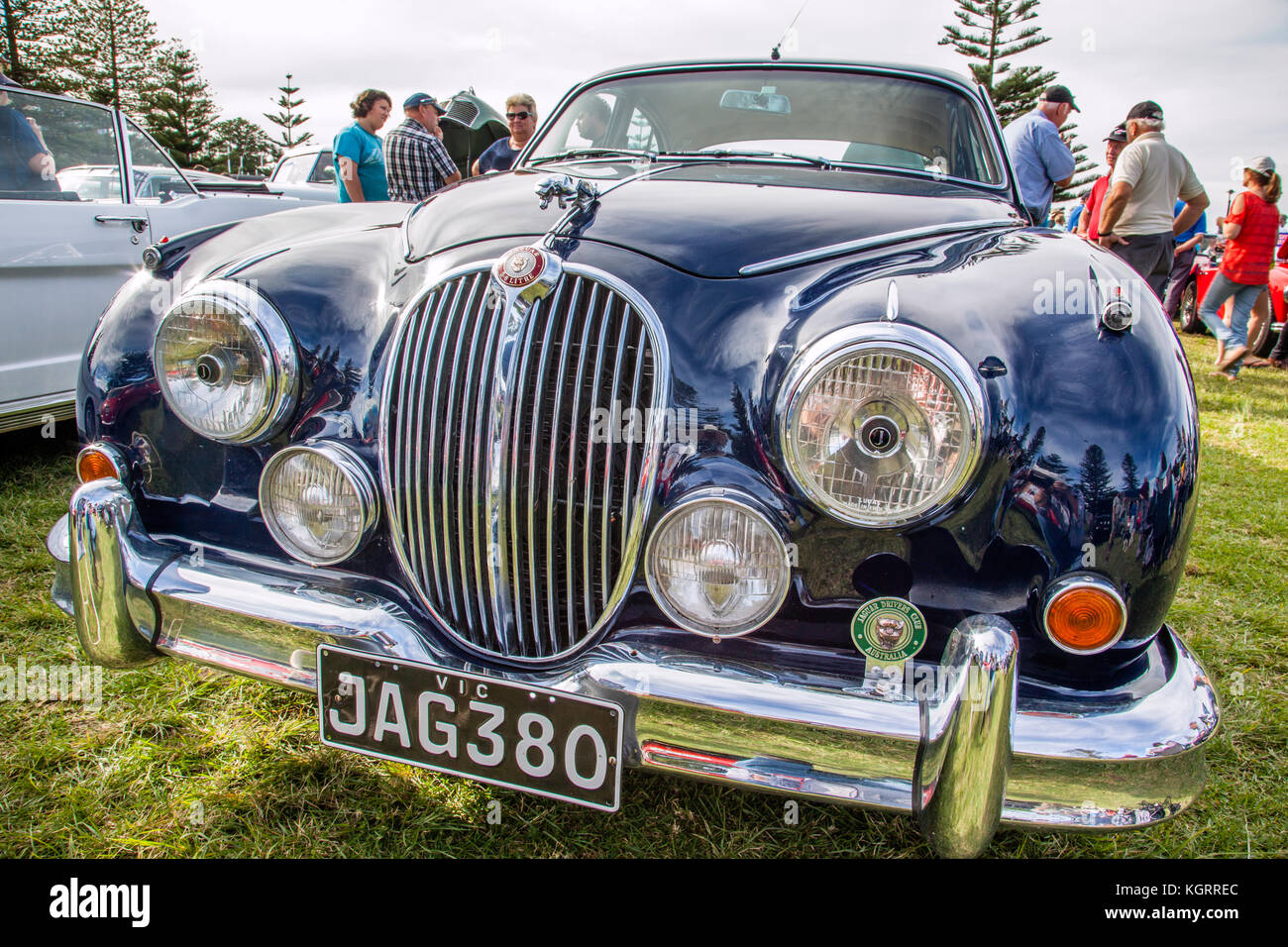 Vintage Jaguar Mark 2 esposto alla Giornata del patrimonio, Central Coast Historic Car Club, Memorial Park, l'ingresso, Central Coast, Nuovo Galles del Sud, Austral Foto Stock