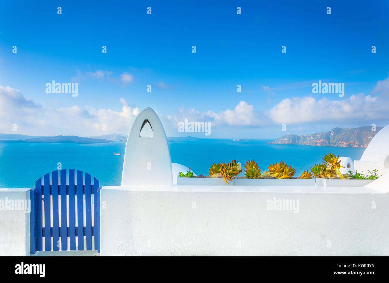 Abstract architettura delle Cicladi egeo edifici tradizionali, Santorini, Grecia. Foto Stock