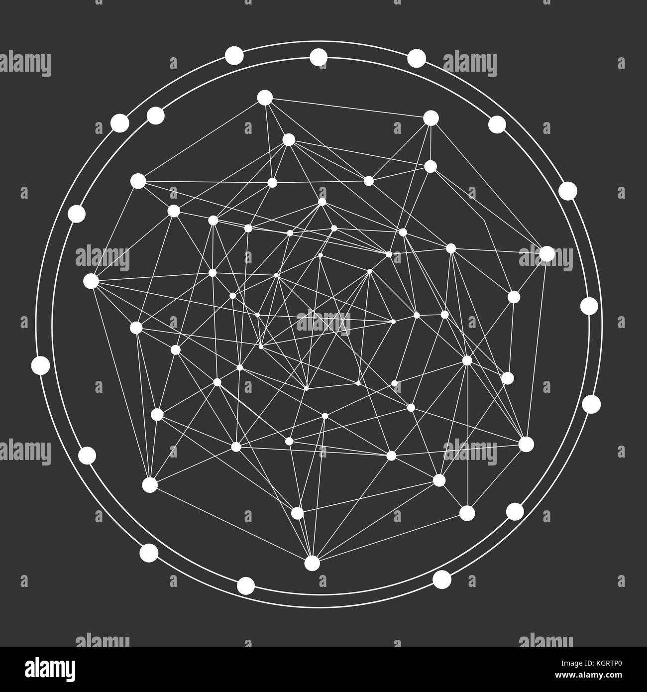 Abstract i punti e la linea di connessione a forma di sfera, collegato con linee e punti. struttura di connessione. geometrica della tecnologia moderna concezione. backg vettore Illustrazione Vettoriale