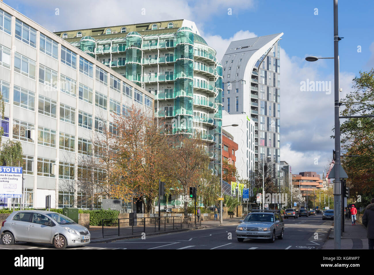 Moderno appartamento residenziale edifici, Uxbridge Road, Ealing, London Borough of Ealing, Greater London, England, Regno Unito Foto Stock