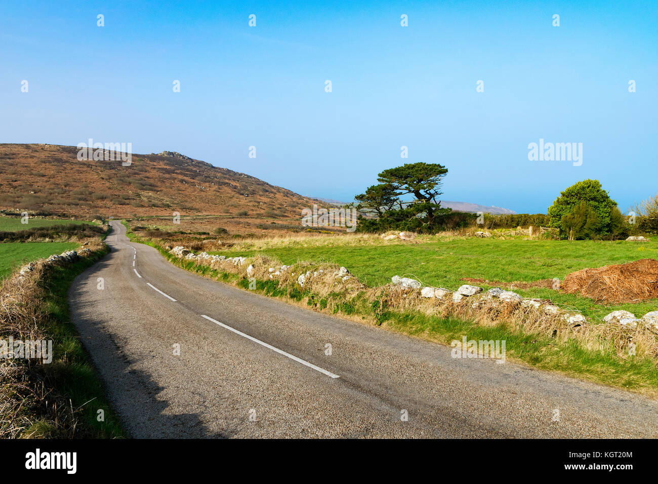 La costiera a road zennor tra st.appena e st.ives in penwith, Cornwall, Inghilterra, Regno Unito. Foto Stock
