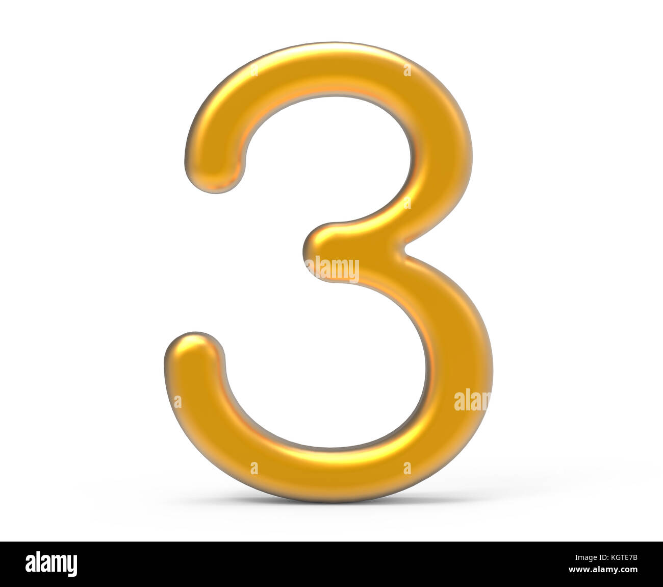 3D render golden numero 3, sottile e texture plastica 3D figura design Foto Stock