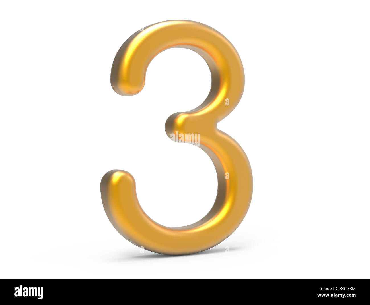 3D render golden numero 3, sottile e texture plastica 3D figura design Foto Stock