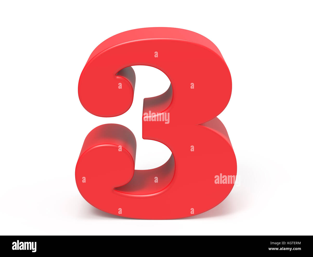 Rendering 3D rosso numero 3, disegno di figure 3D adiposo retrò Foto Stock