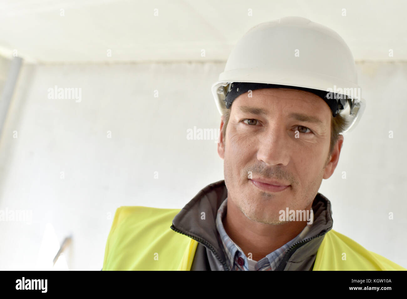 Ritratto di costruzione manager sul sito Foto Stock