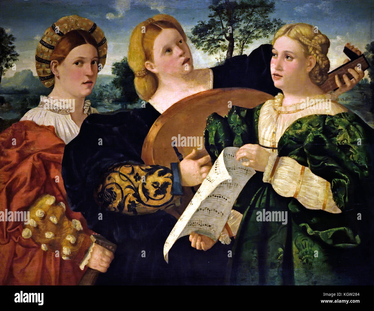 Struttura musicale donne concerto metà 1520 Venetian Venezia Italia Italan Foto Stock