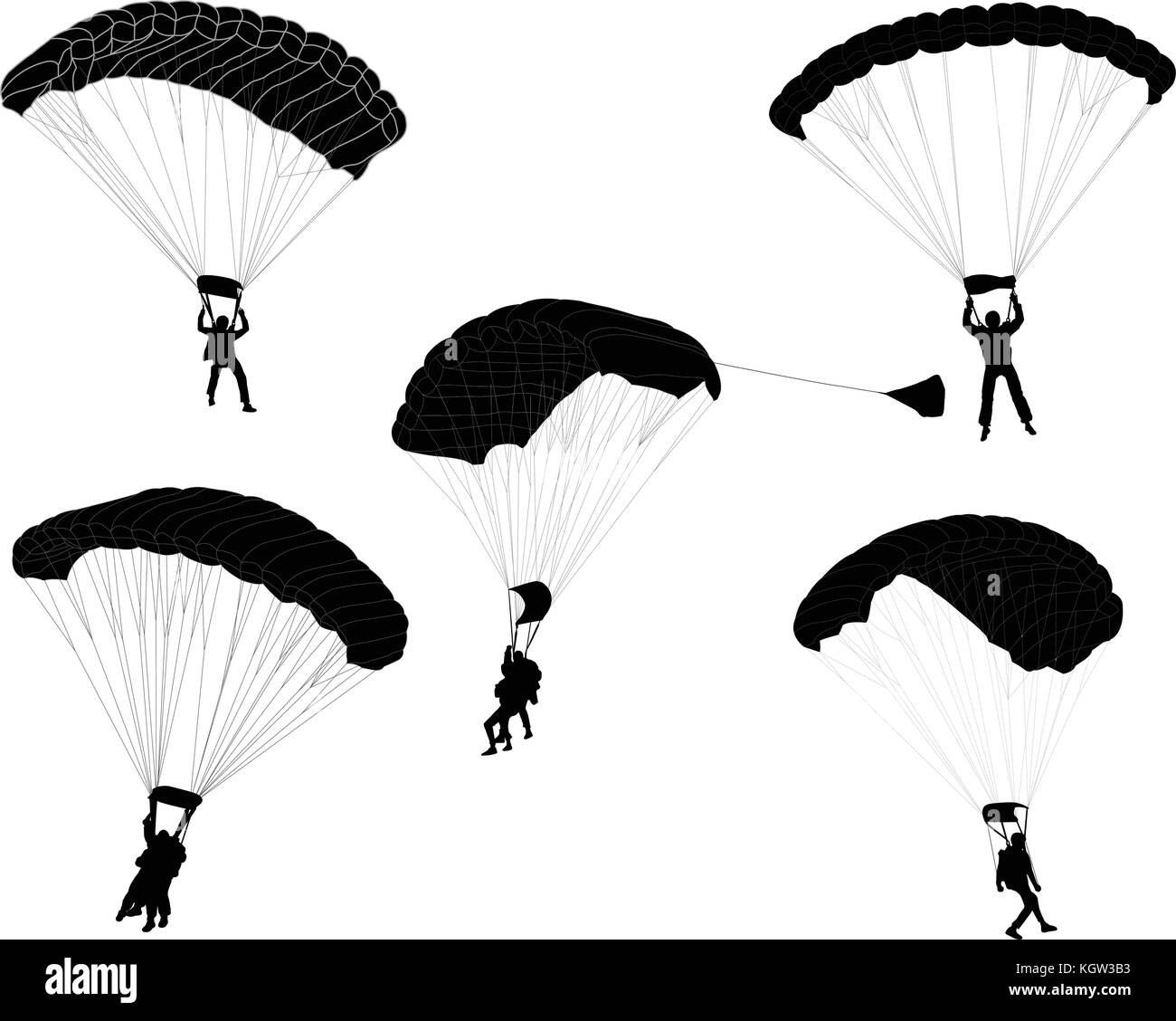 Skydivers sagome collection - vettore Illustrazione Vettoriale