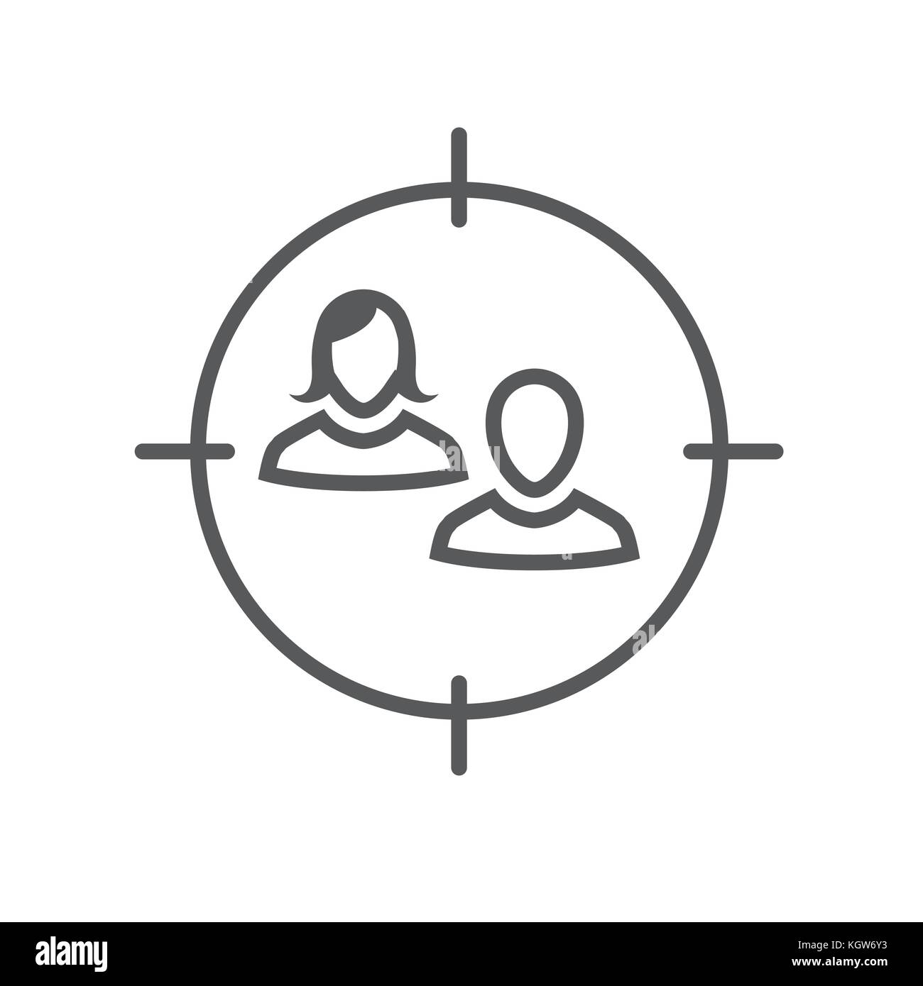 Target di mercato icona con persone e target Illustrazione Vettoriale