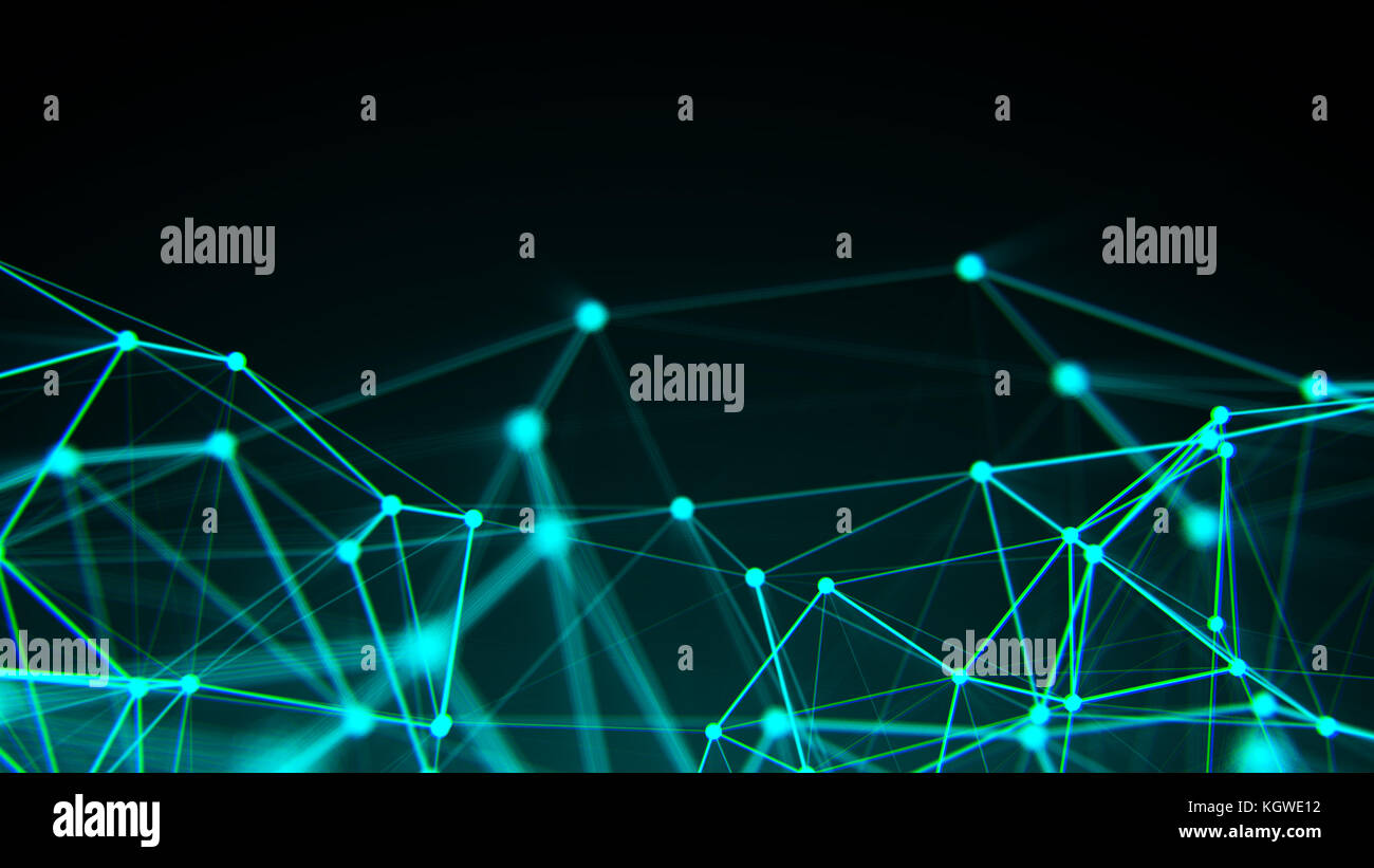 Abstract i punti di connessione. tecnologia sfondo. disegno digitale tema blu. Un concetto di rete 3d reso Foto Stock
