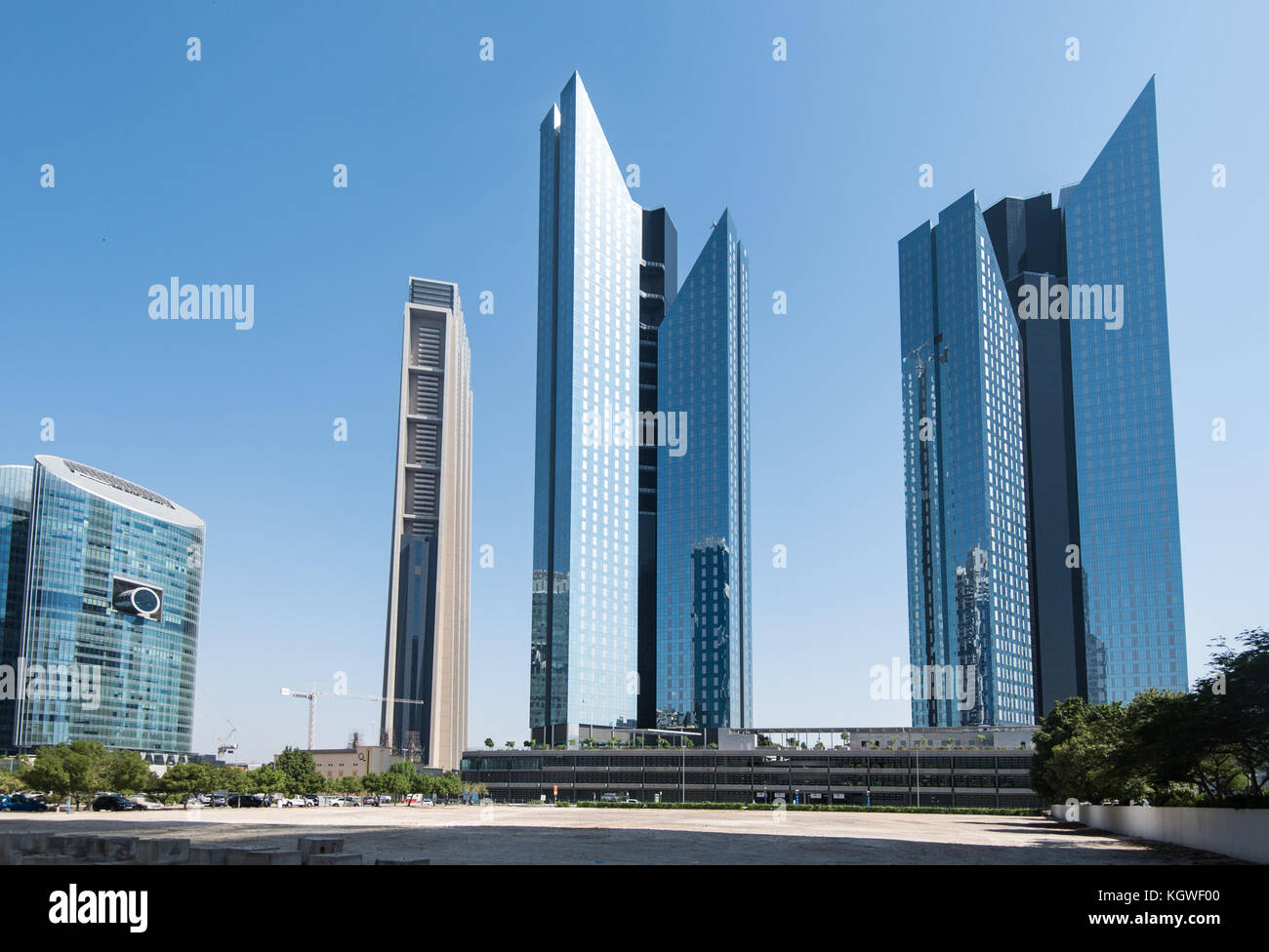 Dubai, Emirati arabi uniti - 29oct2017: central park towers nel DIFC, dubai. L'indice torre può essere visto anche a destra, Foto Stock