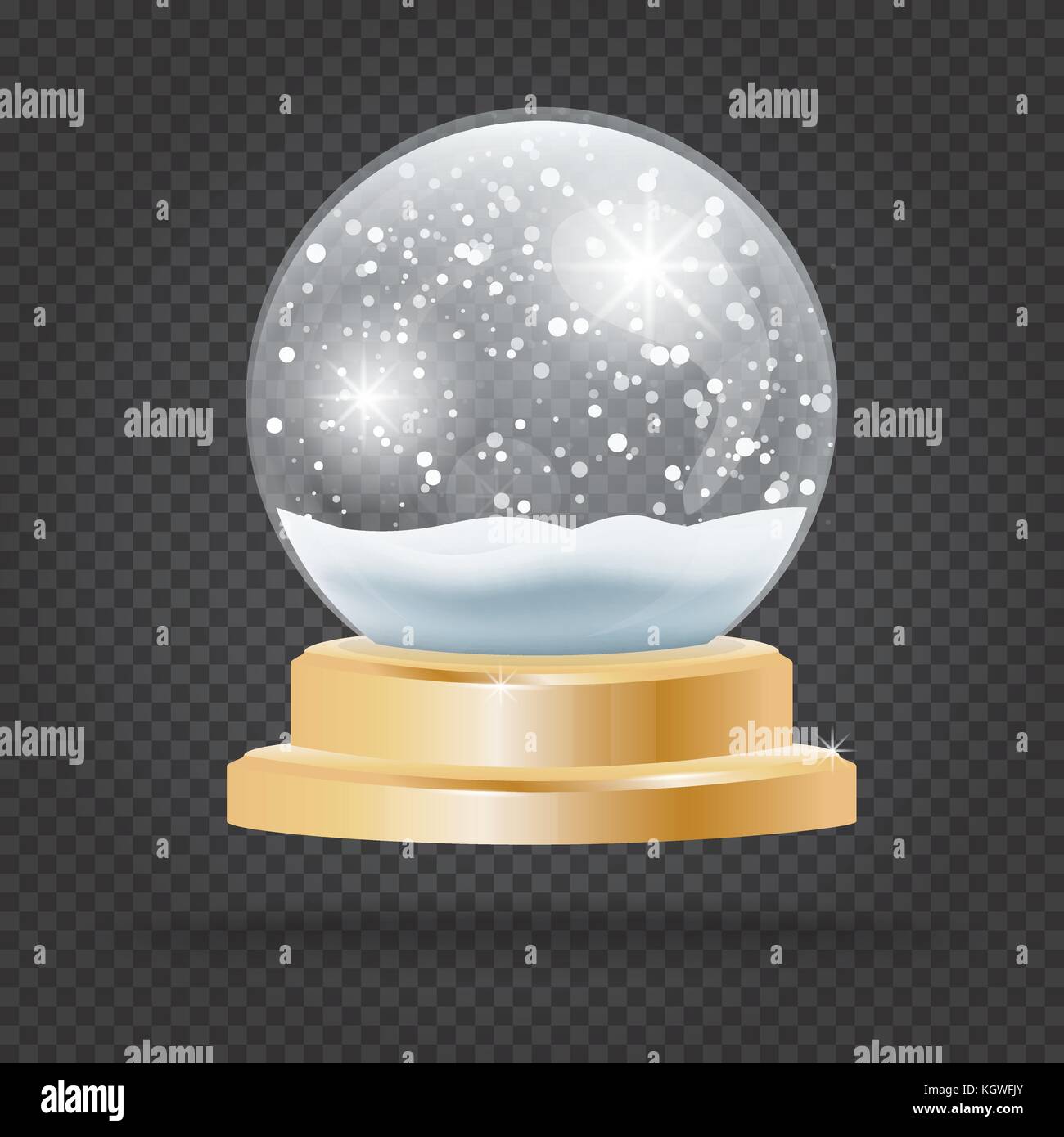 Natale sfera di cristallo di neve su sfondo trasparente. illustrazione vettoriale. Illustrazione Vettoriale